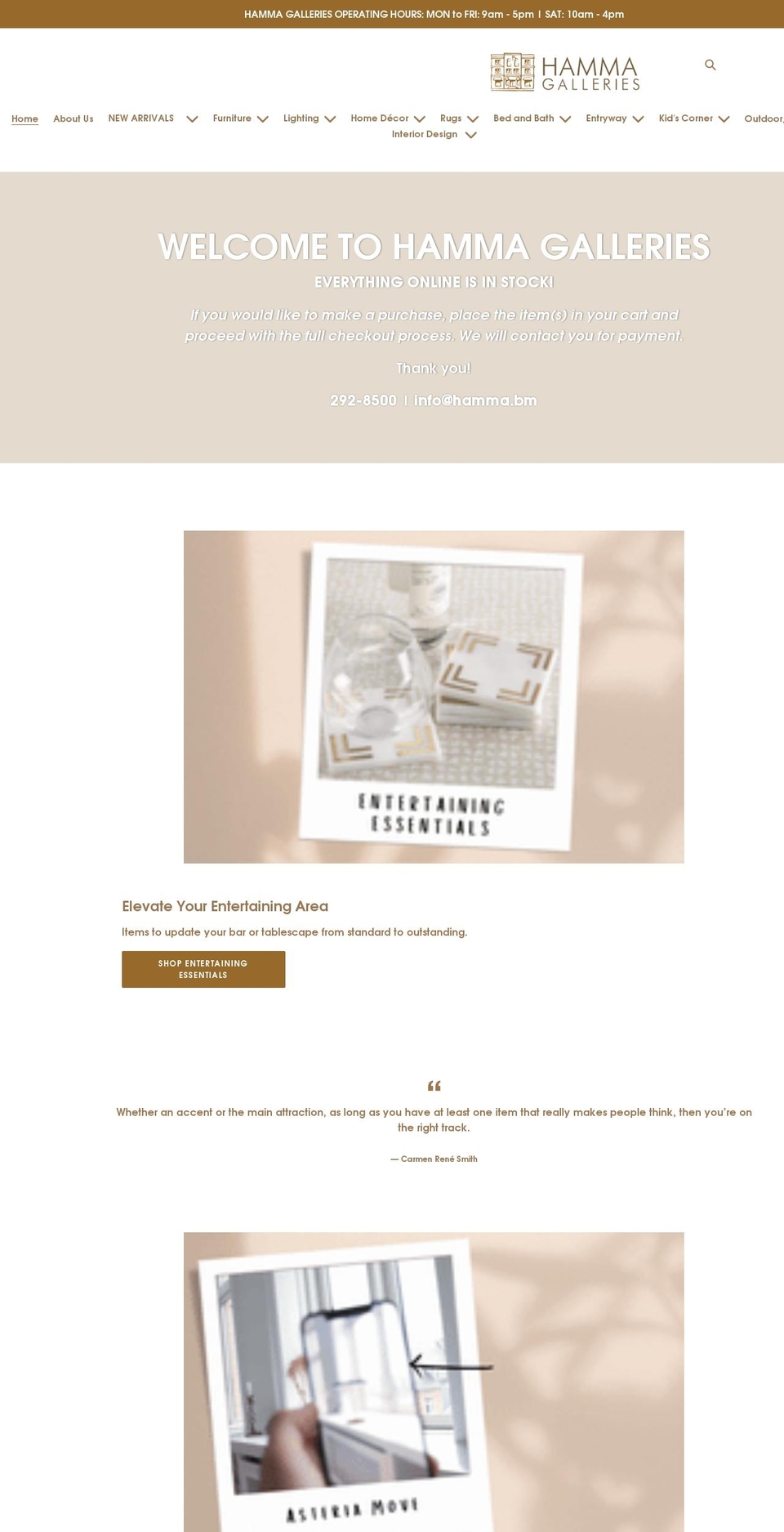 hammagalleries.com shopify website screenshot