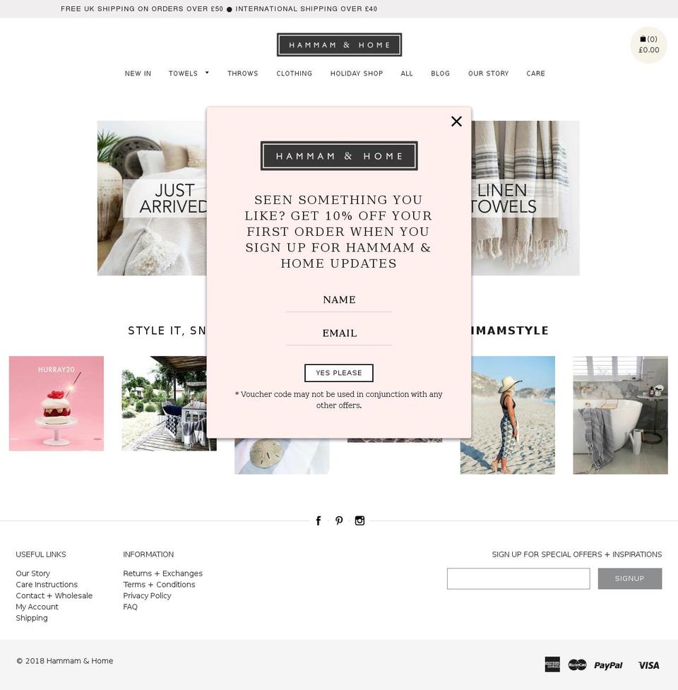hammamandhome.com — Shopify storefront screenshot