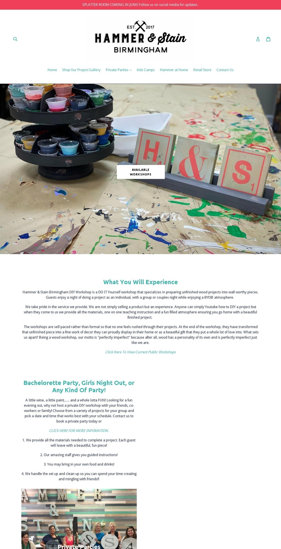 hammerandstainbham.com — Shopify storefront screenshot