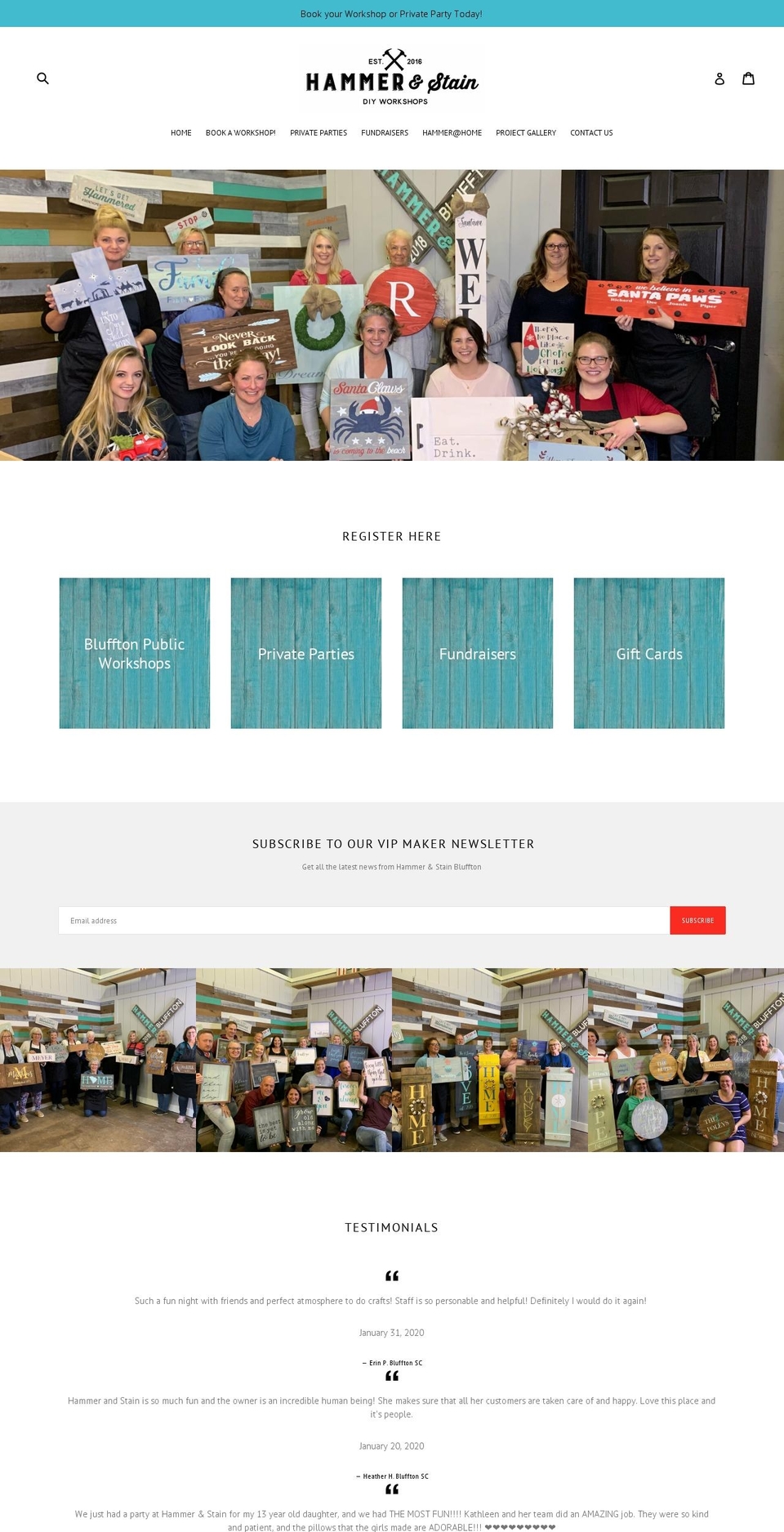 hammerandstainbluffton.com — Shopify storefront screenshot