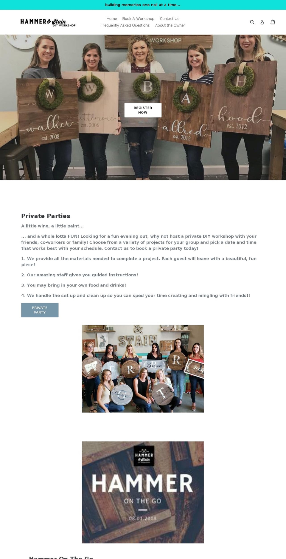 hammerandstaindfw.com — Shopify storefront screenshot