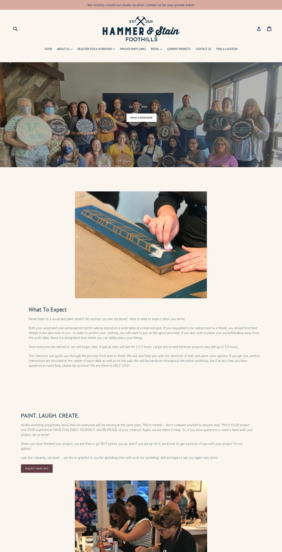 hammerandstainfoothills.com shopify website screenshot