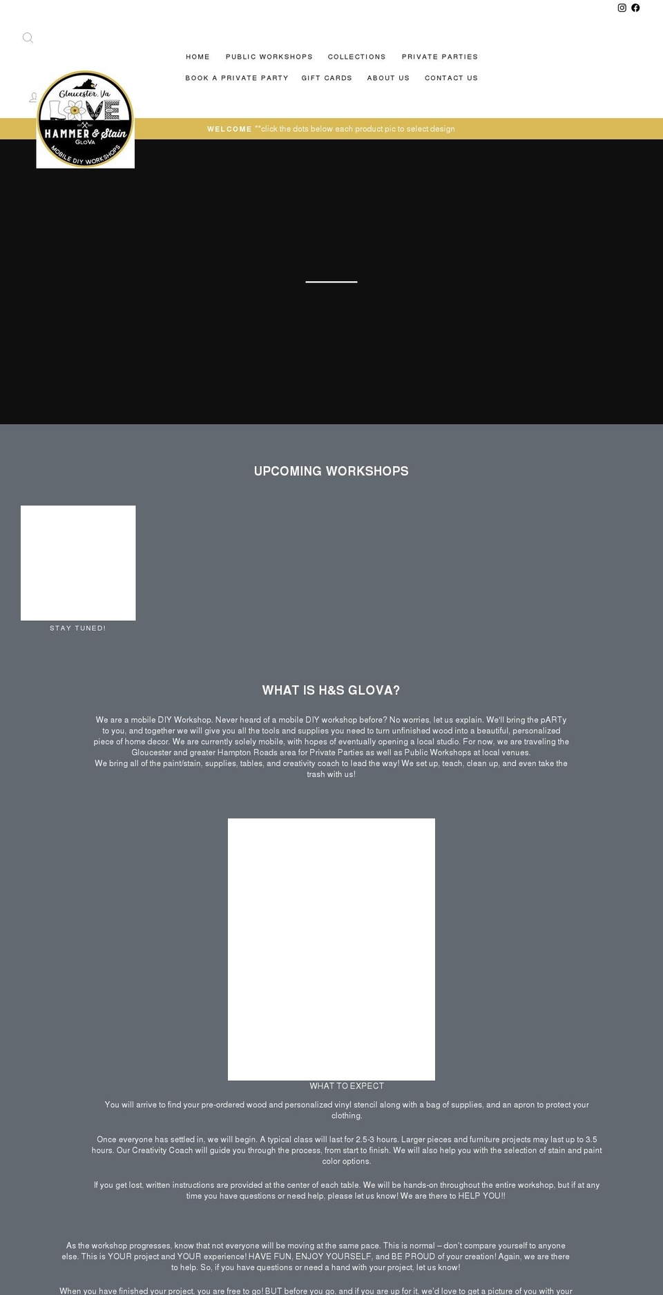 hammerandstainglova.com shopify website screenshot