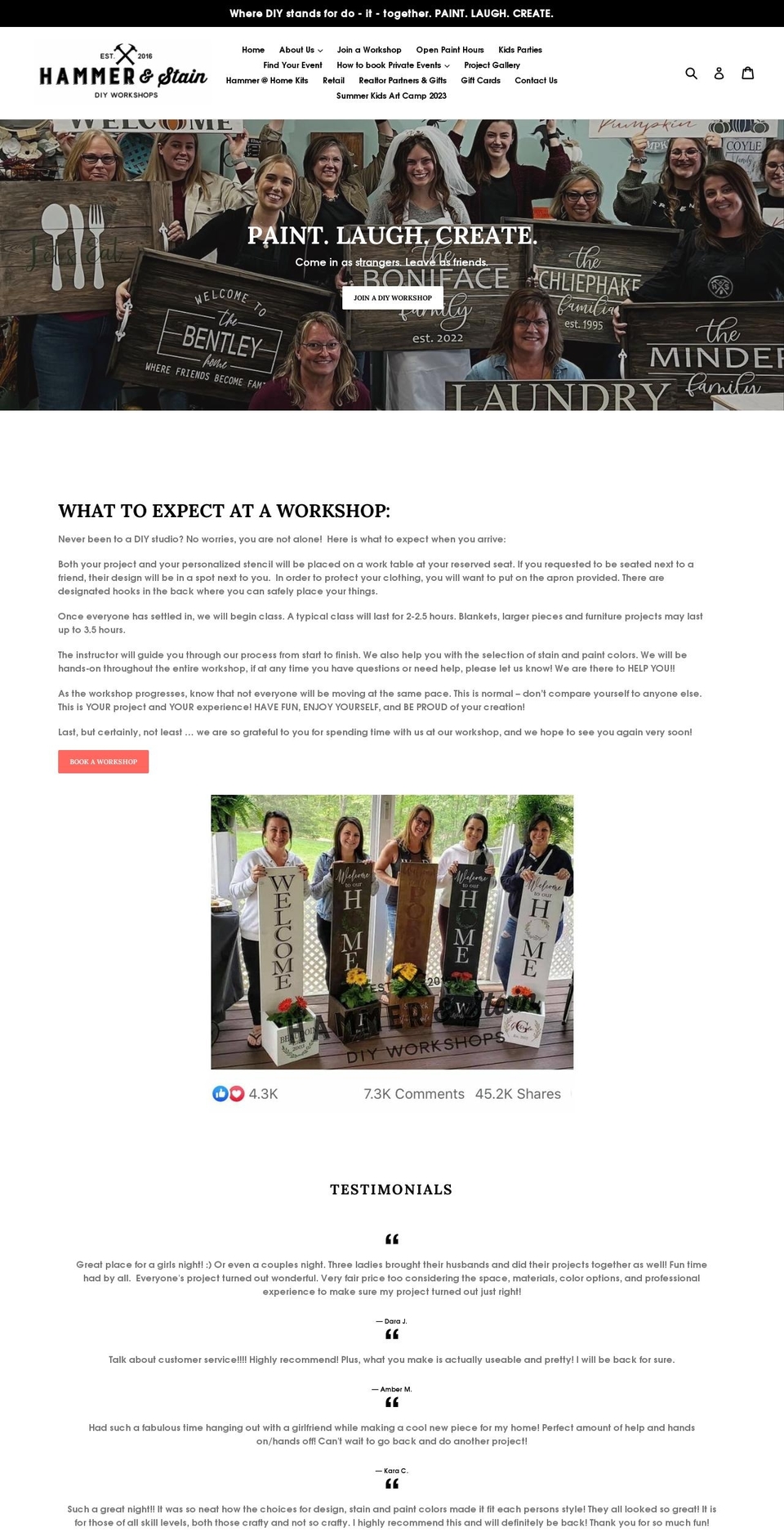 hammerandstainnwi.com shopify website screenshot