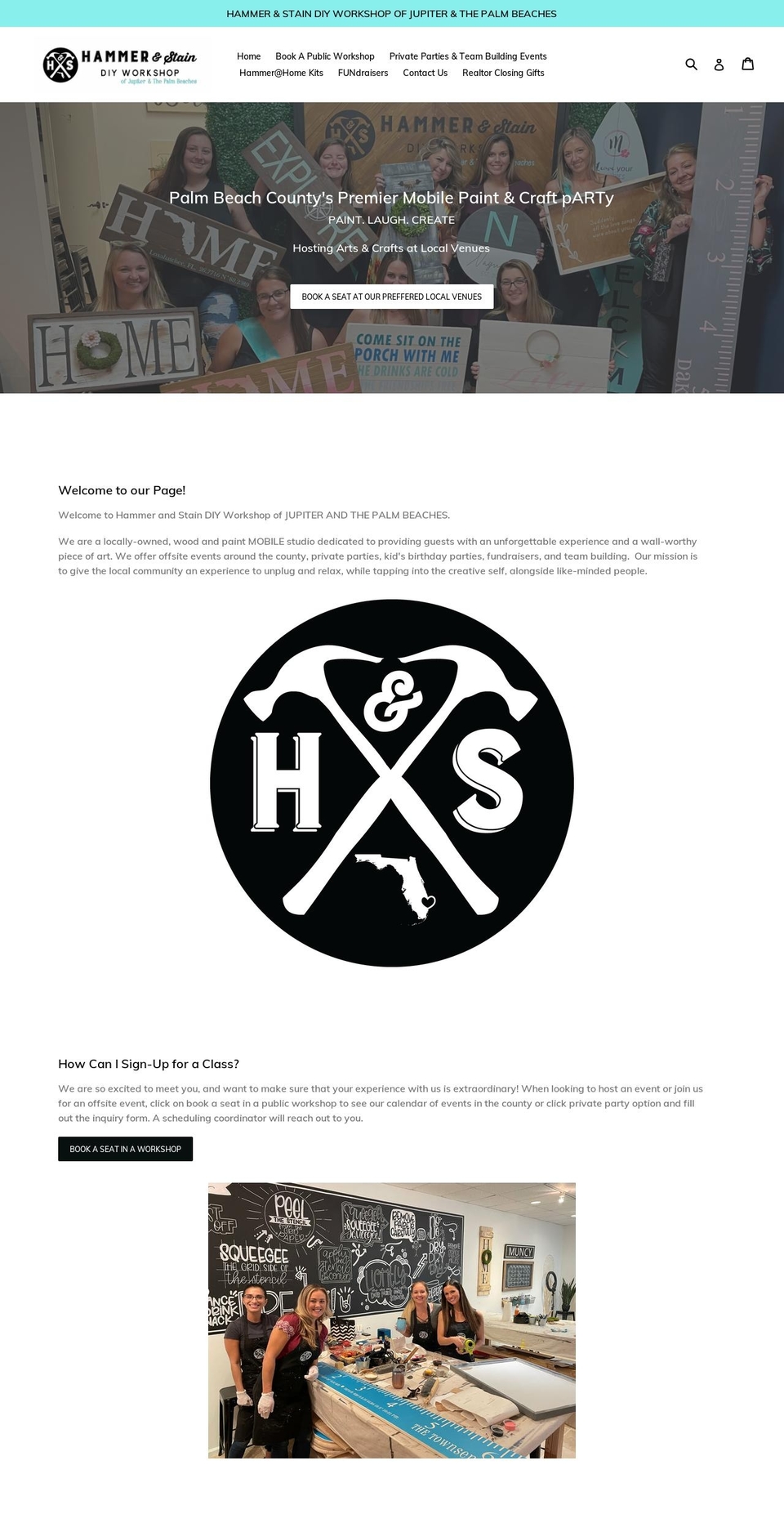 hammerandstainpalmbeaches.com shopify website screenshot