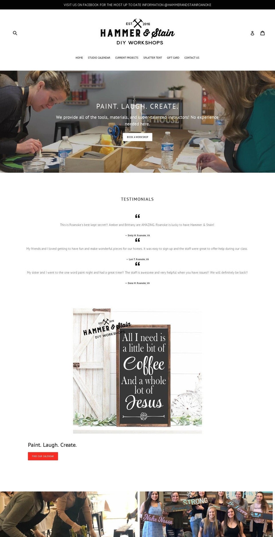 hammerandstainroanoke.com shopify website screenshot