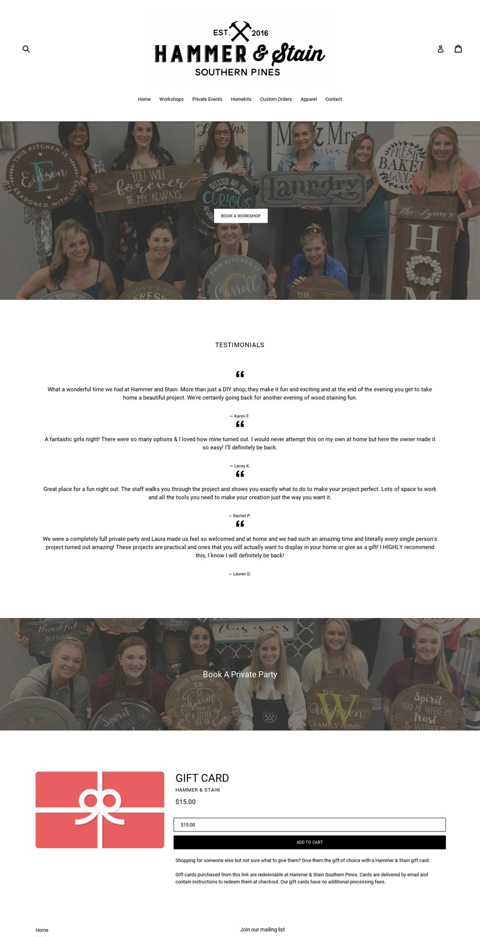 hammerandstainsp.com — Shopify storefront screenshot