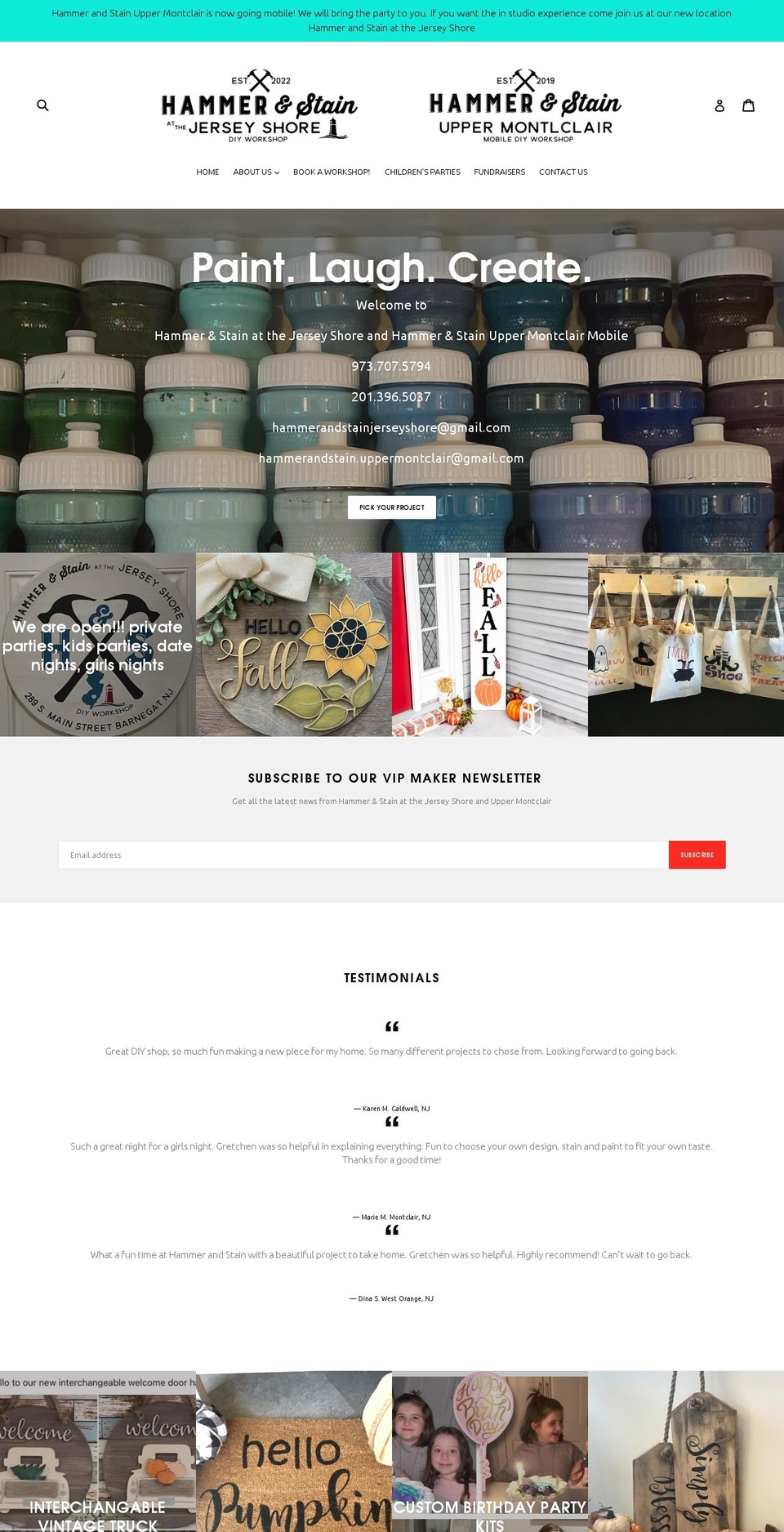 hammerandstainuppermontclair.com shopify website screenshot