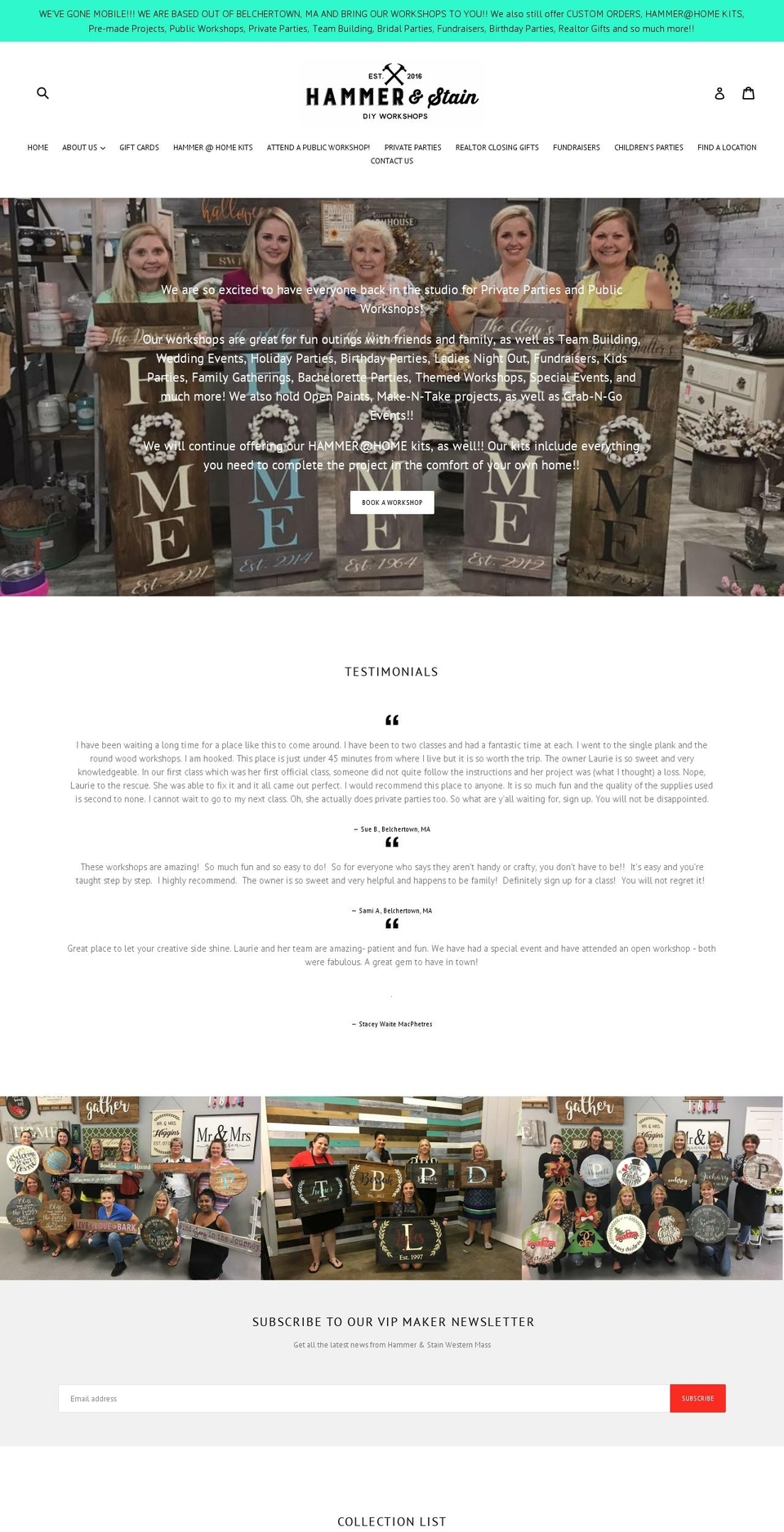 hammerandstainwesternmass.com shopify website screenshot