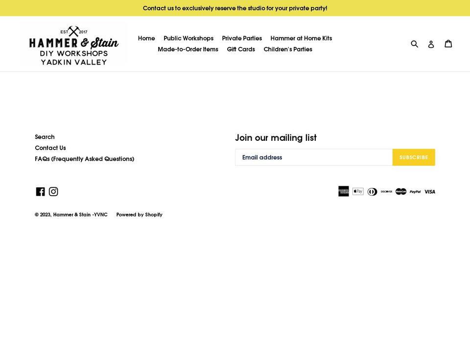 hammerandstainyvnc.com — Shopify storefront screenshot
