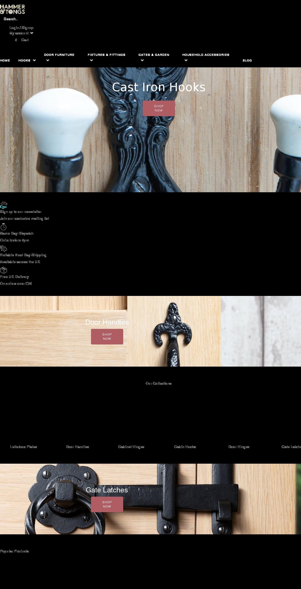 hammerandtongs.com shopify website screenshot