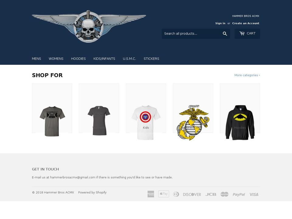 hammerbrosacmx.com shopify website screenshot