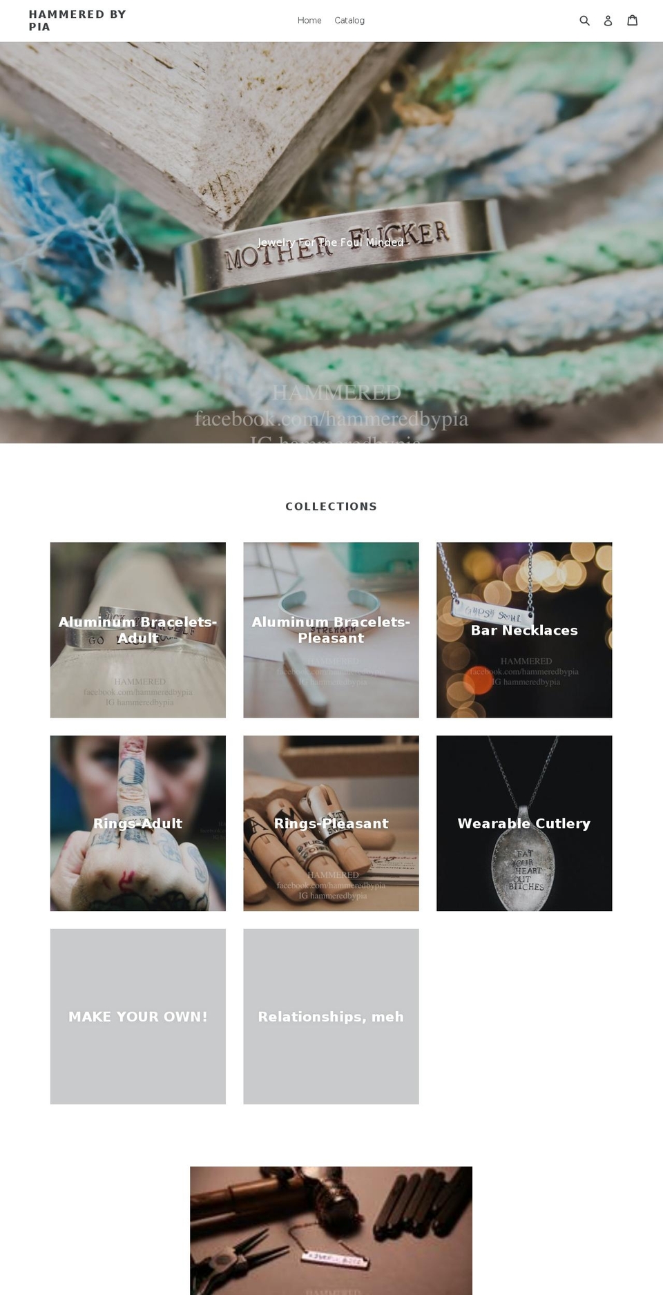 hammeredbypia.com — Shopify storefront screenshot