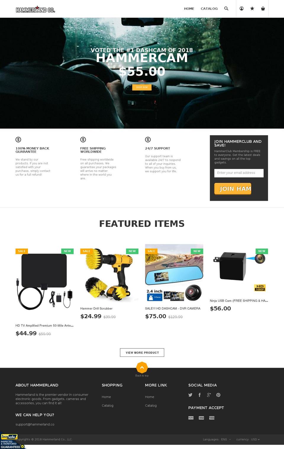 hammerland.co shopify website screenshot