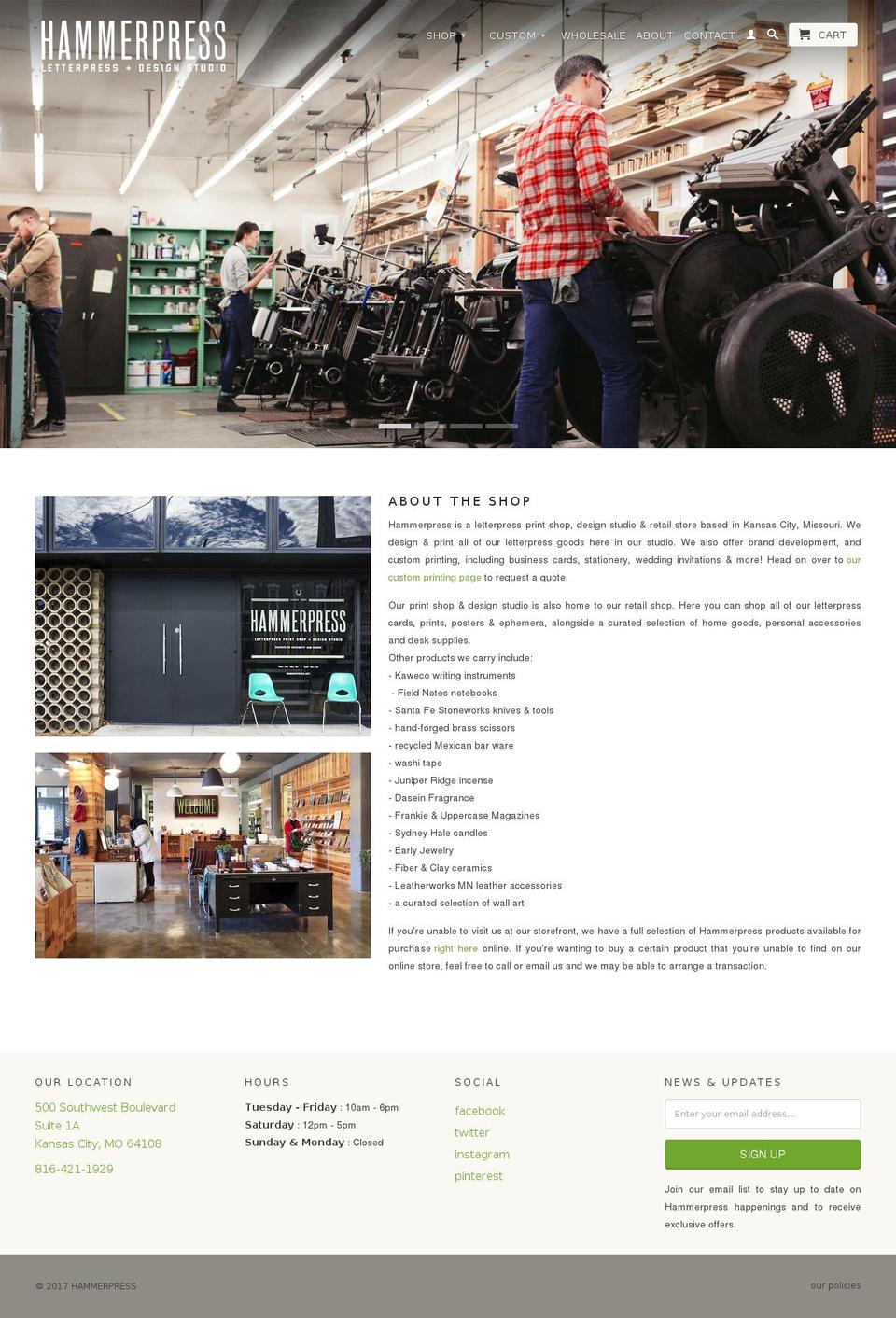 hammerpress.net shopify website screenshot