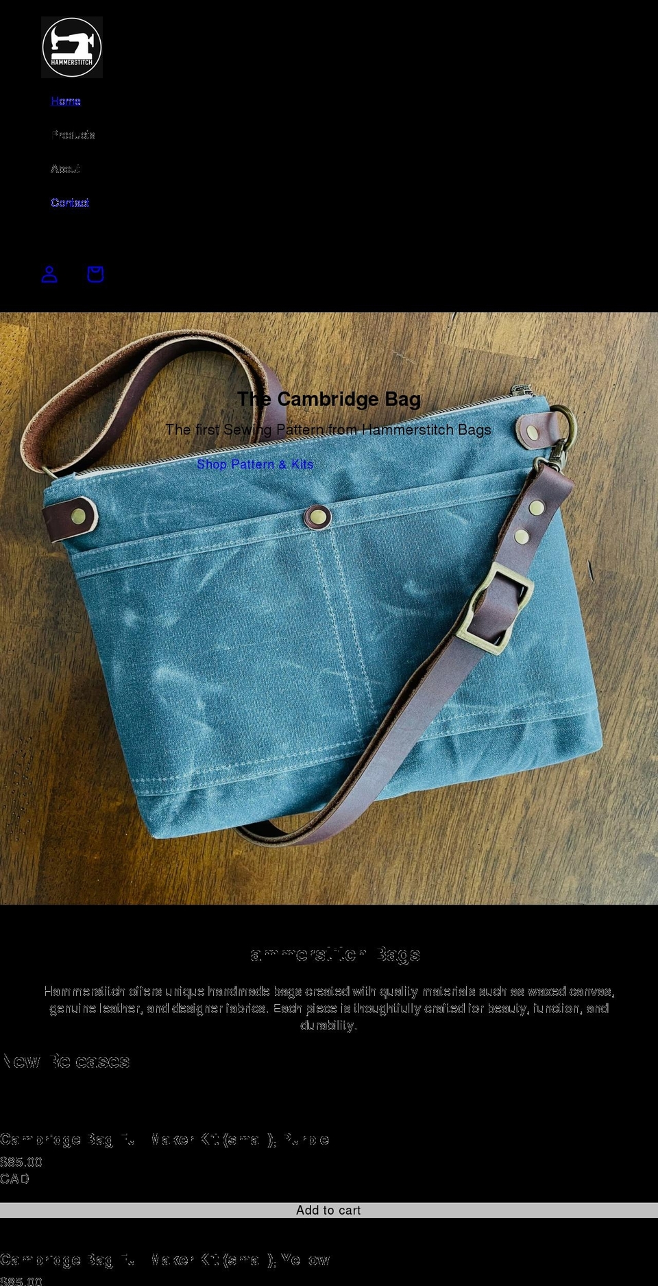 hammerstitch.com shopify website screenshot