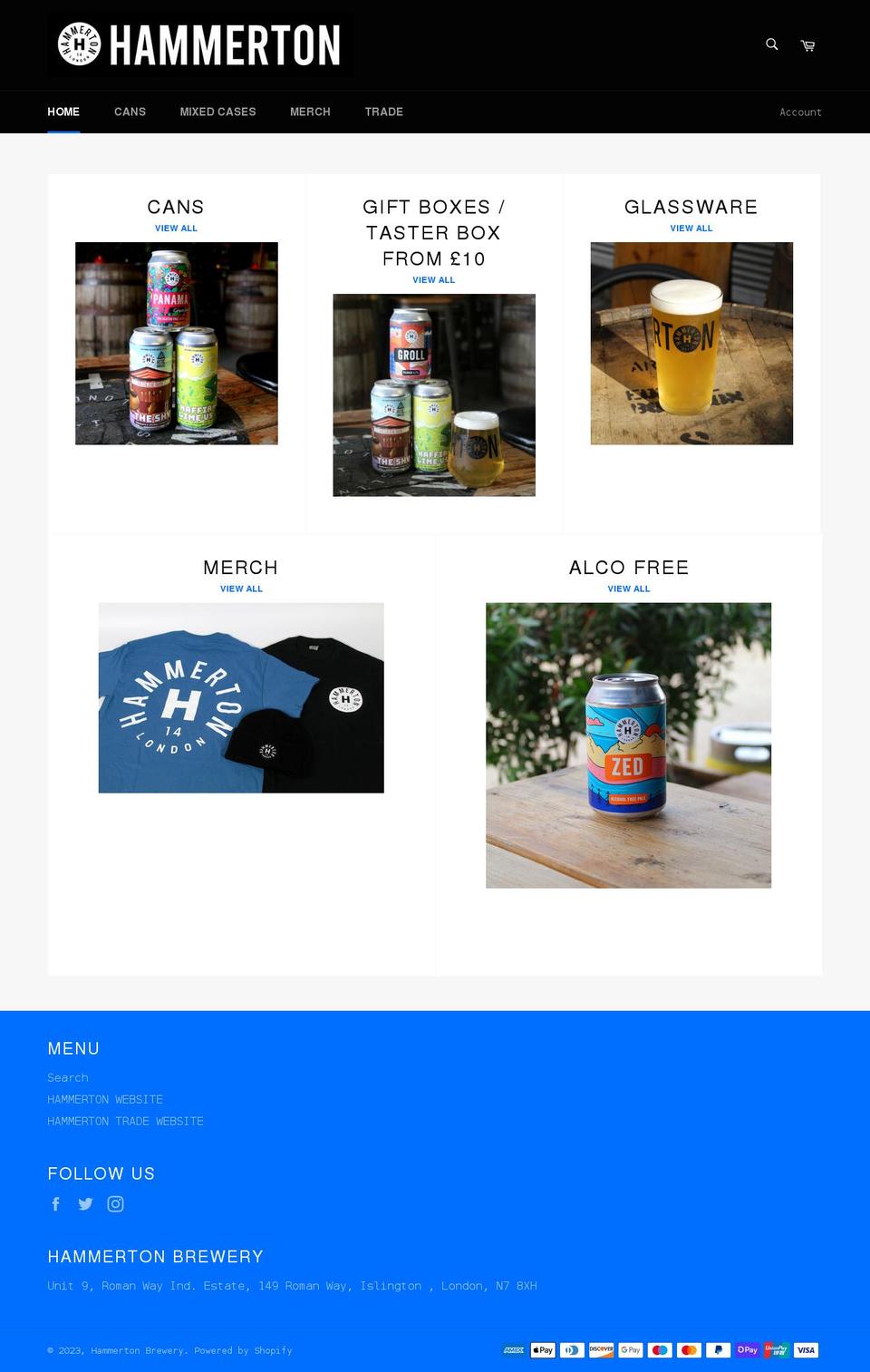 hammertonbrewery.shop shopify website screenshot