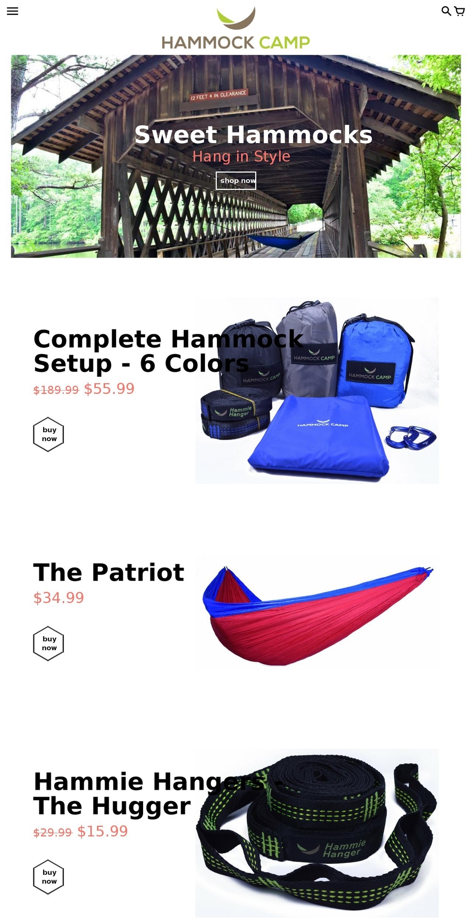 hammockcamp.com — Shopify storefront screenshot