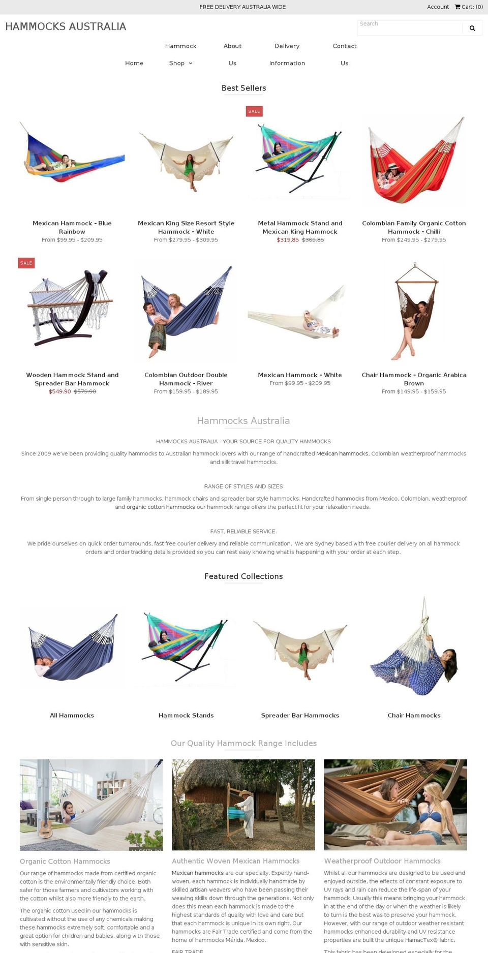 hammocksaustralia.com.au shopify website screenshot