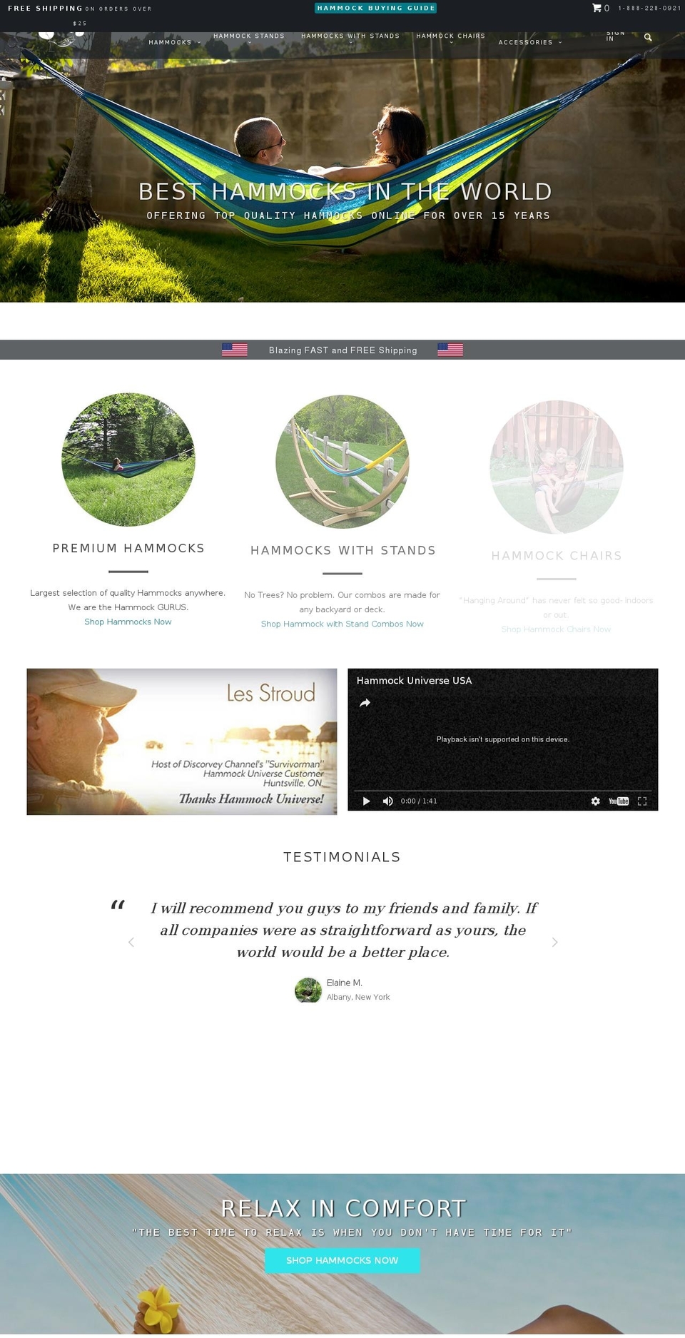 hammockuniverseusa.com shopify website screenshot