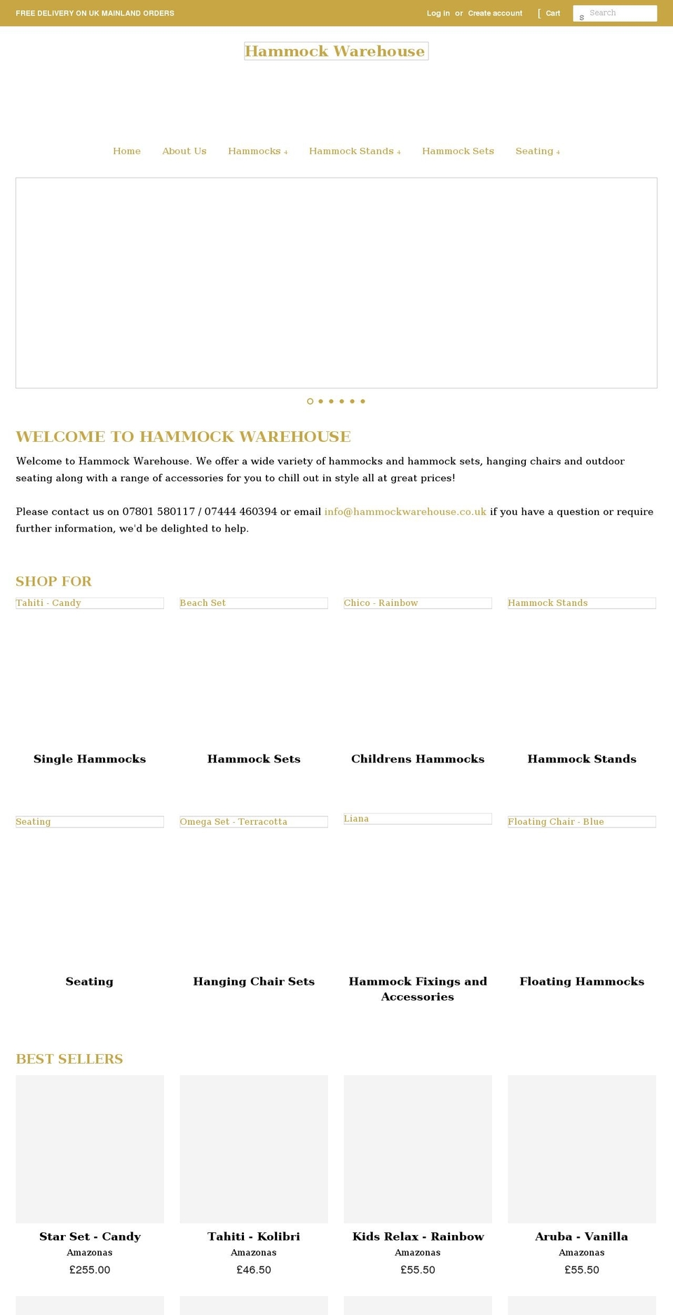 hammockwarehouse.co.uk shopify website screenshot