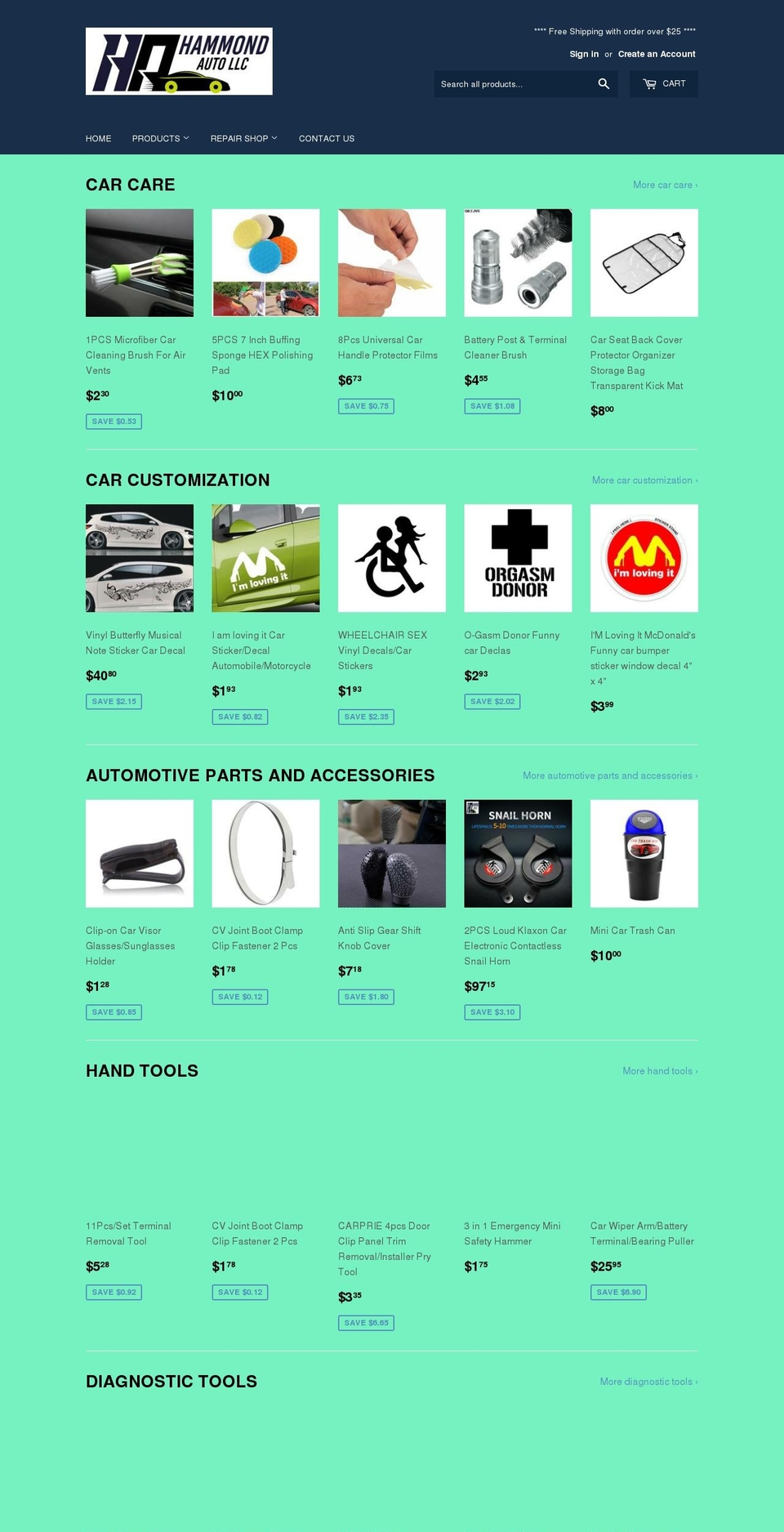 hammond-auto.myshopify.com shopify website screenshot