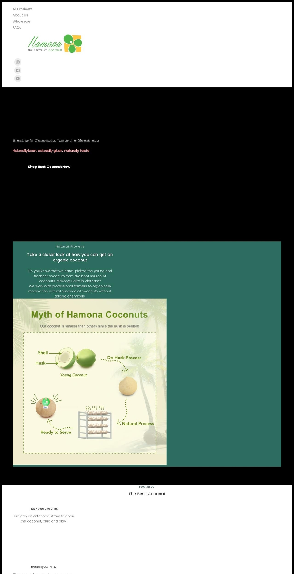 hamonacoconut.com shopify website screenshot