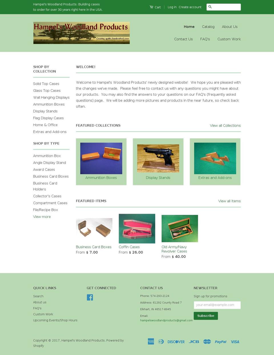 hampelswoodlandproducts.net shopify website screenshot