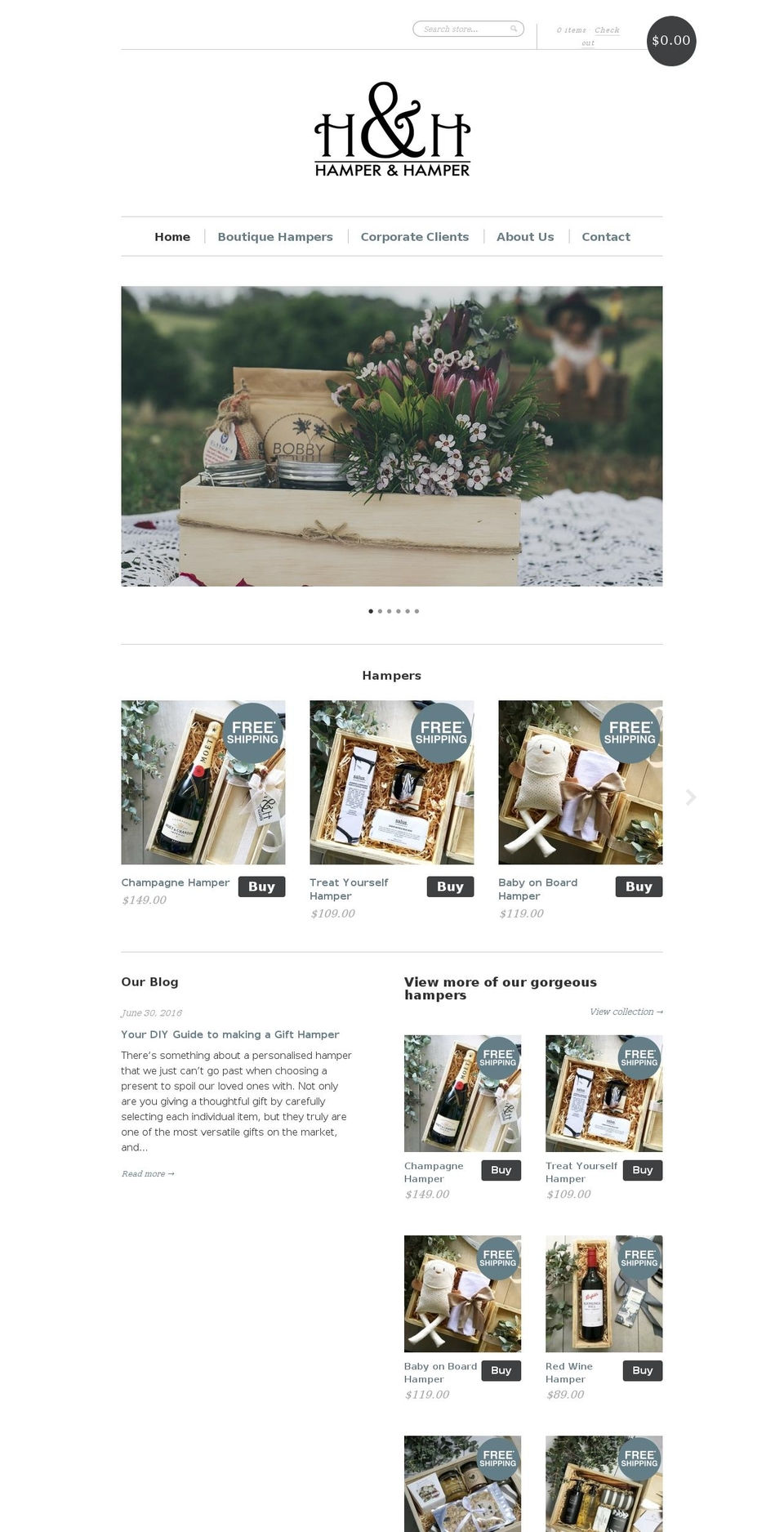 hamperandhamper.com shopify website screenshot