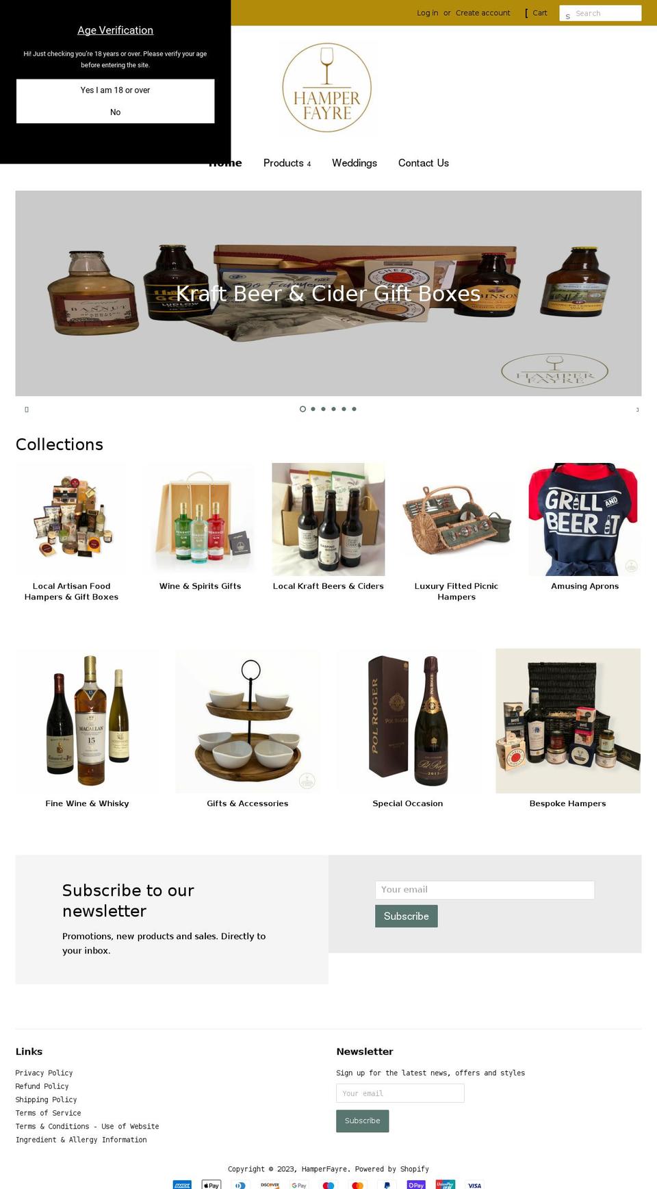 hamperfayre.co.uk shopify website screenshot