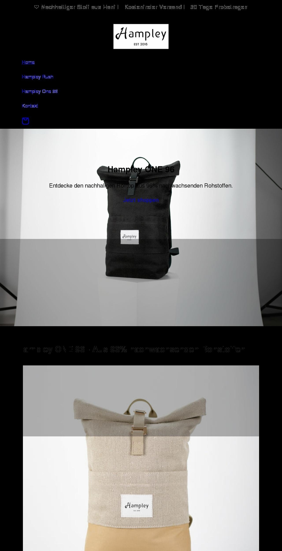 hampley.com shopify website screenshot