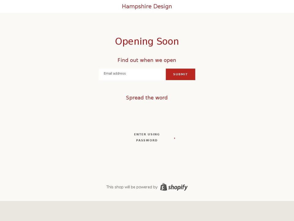 hampshiredesign.com — Shopify storefront screenshot