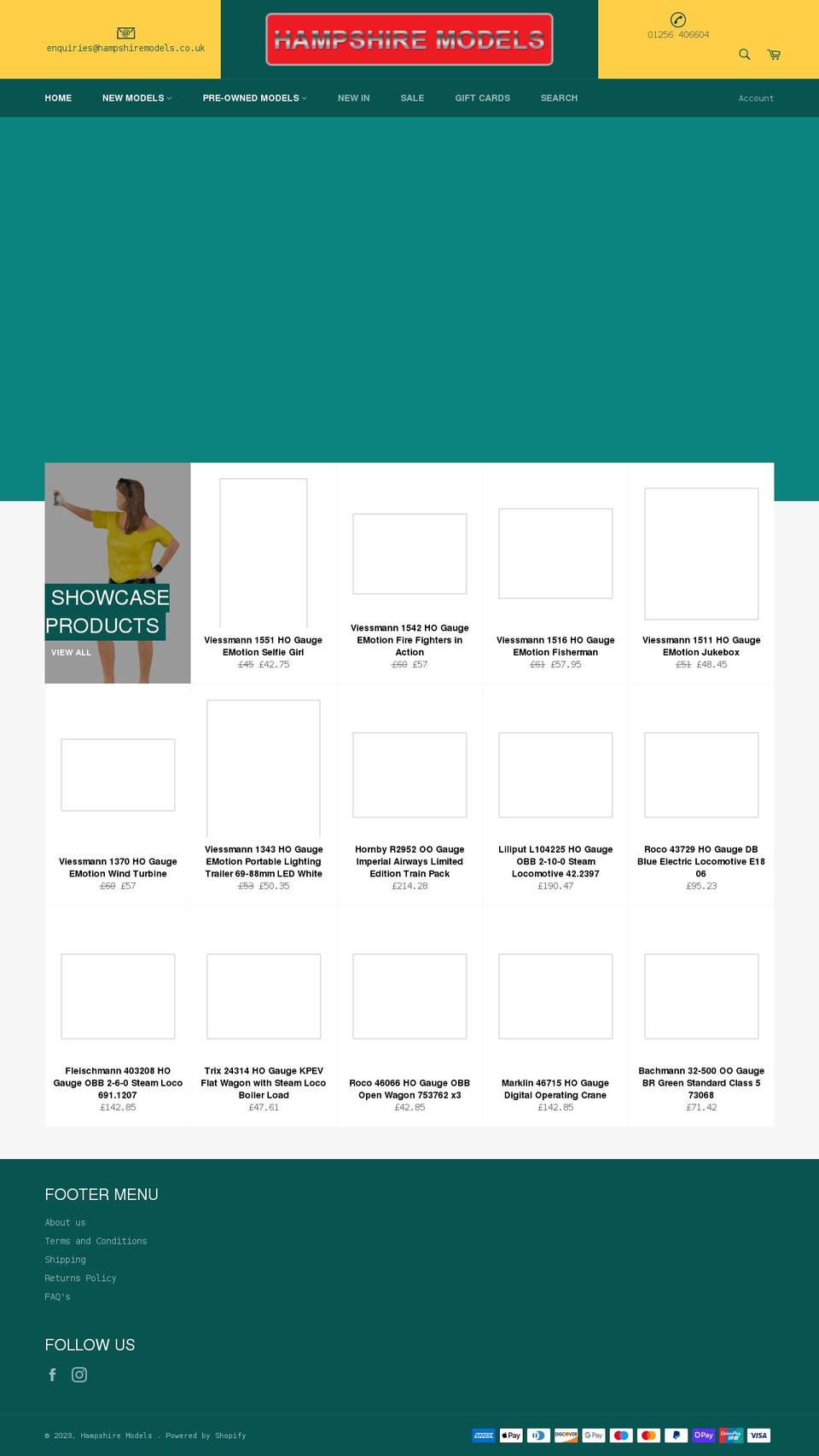 hampshiremodels.co.uk shopify website screenshot