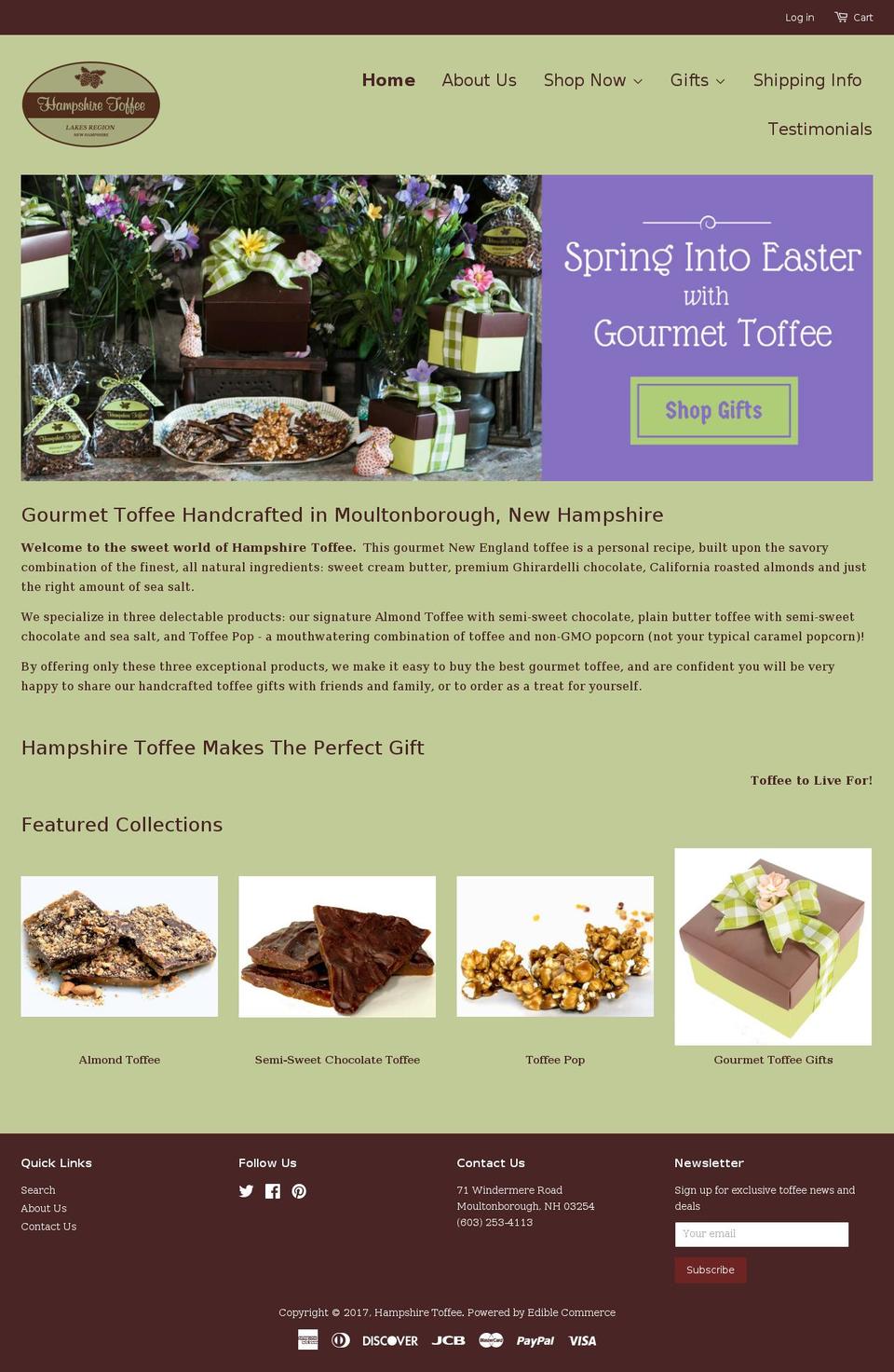 hampshiretoffee.com shopify website screenshot