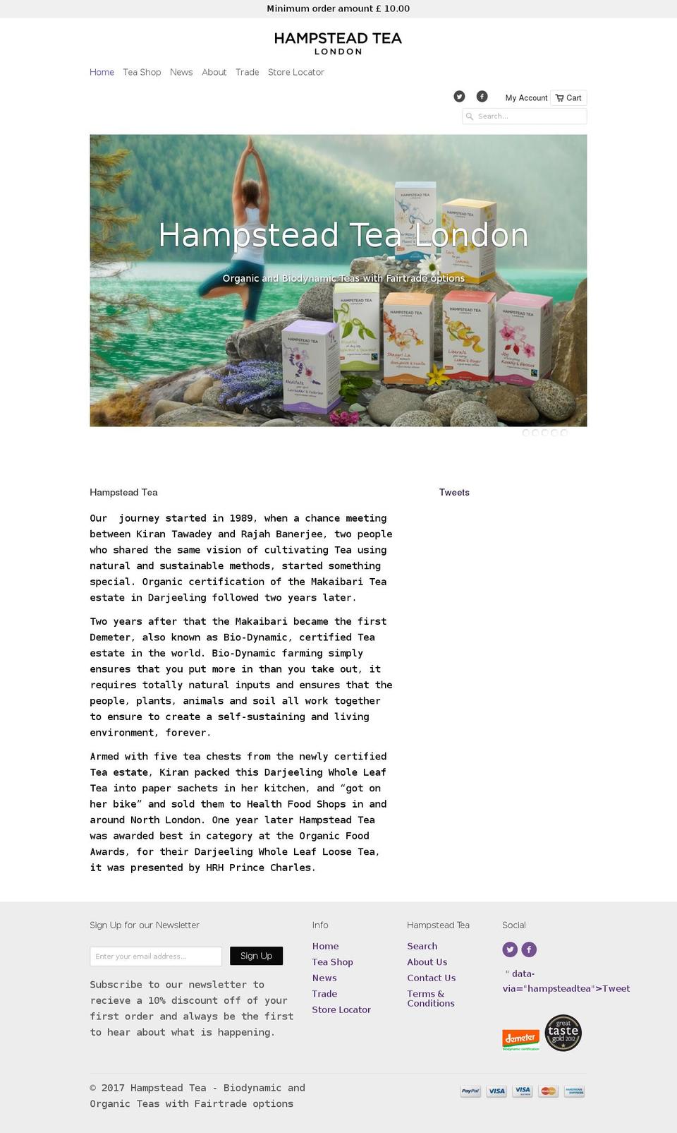 hampsteadtea.com shopify website screenshot