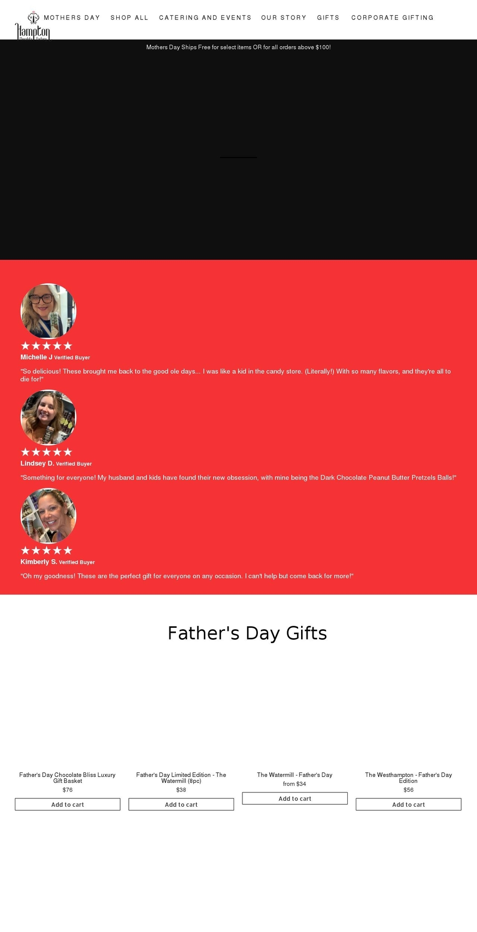 hamptonchocolatefactory.com shopify website screenshot