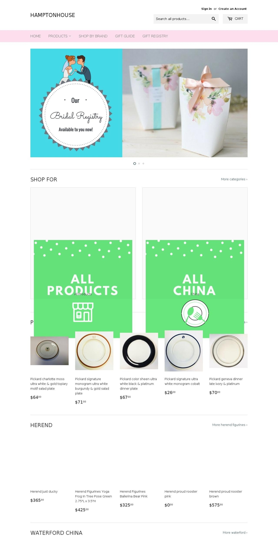 hamptonhousegifts.com shopify website screenshot