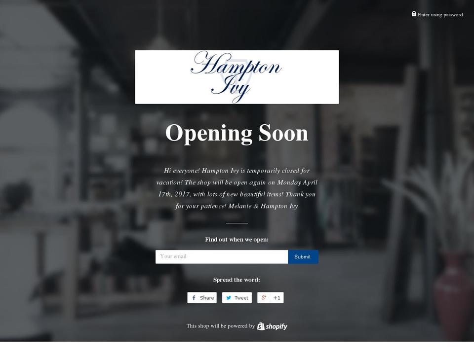 hamptonivy.com shopify website screenshot