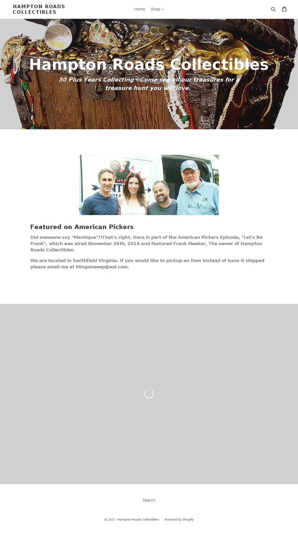 hamptonroadscollectibles.com shopify website screenshot