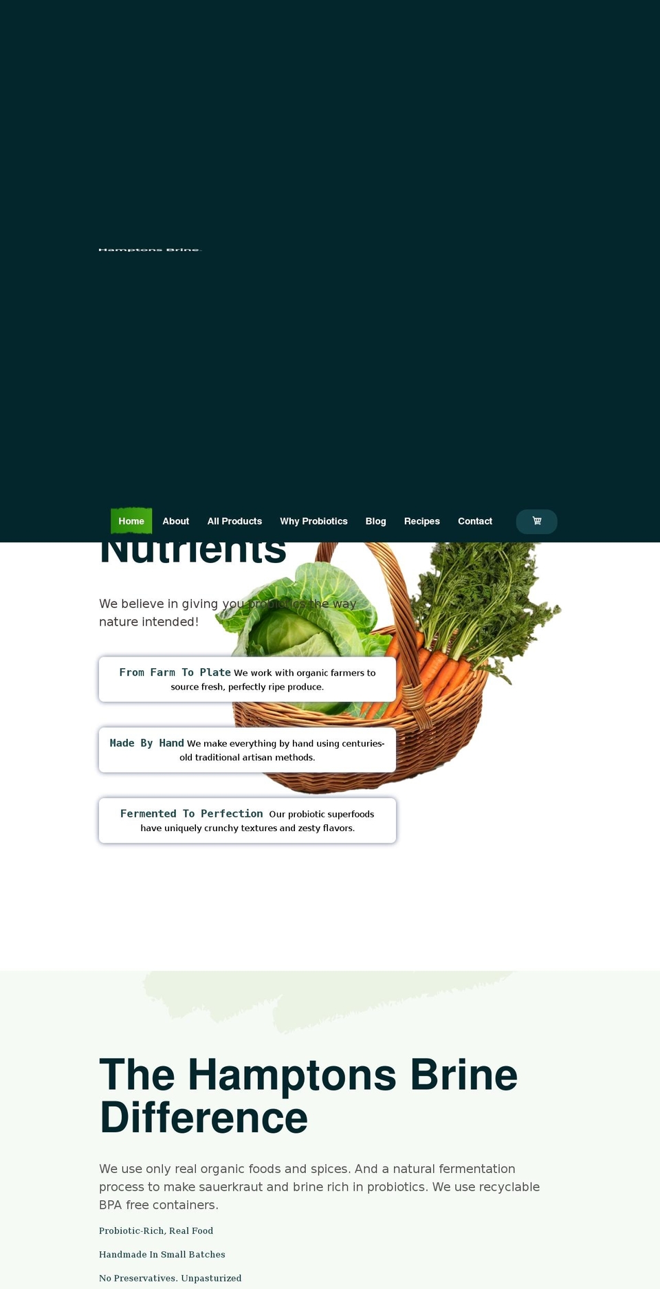 hamptonsbrine.com shopify website screenshot