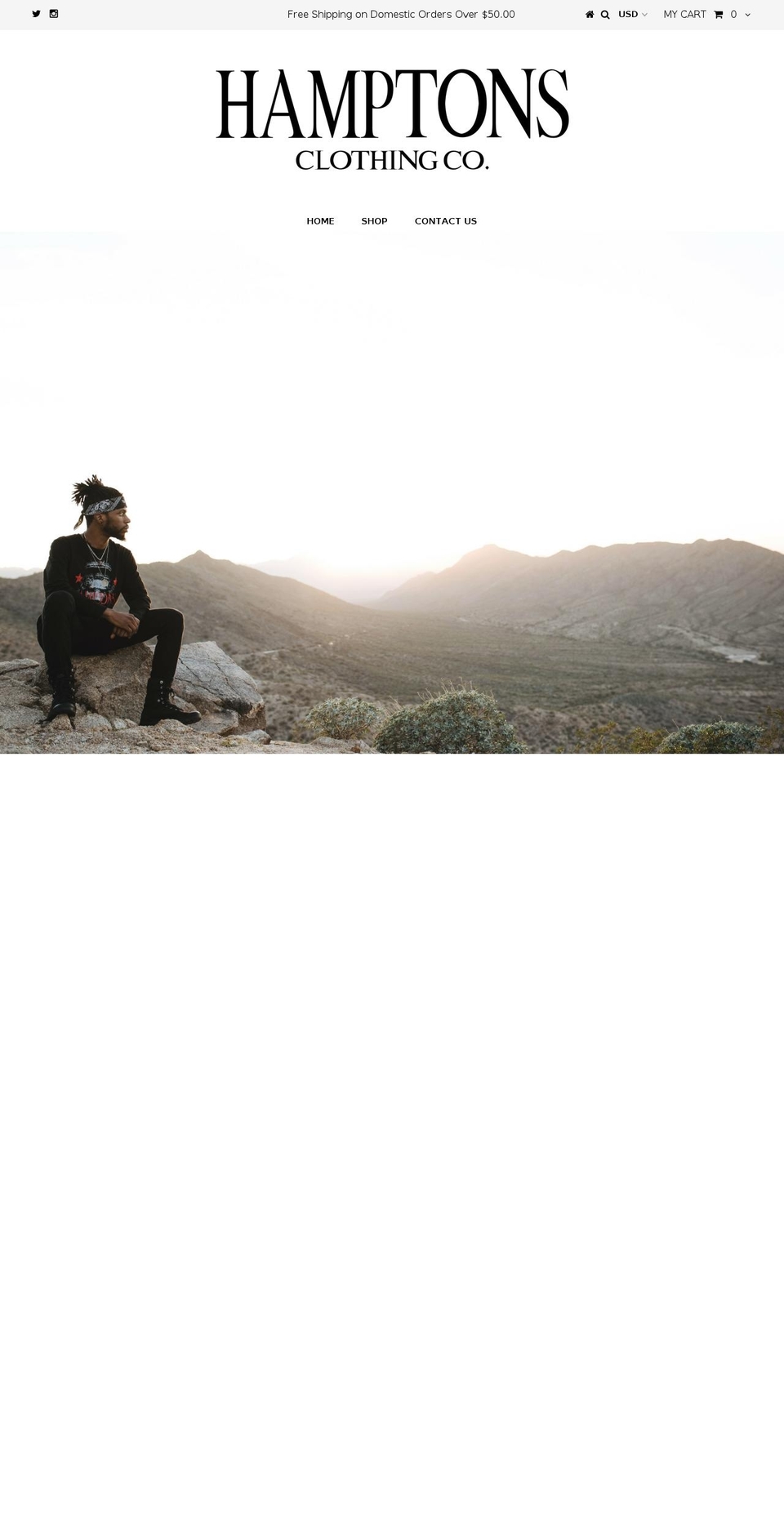 hamptonsclothingco.com shopify website screenshot