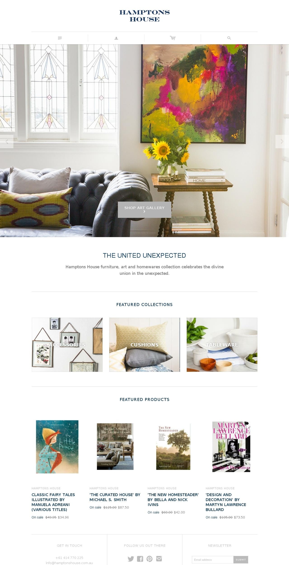 hamptonshouse.com.au shopify website screenshot