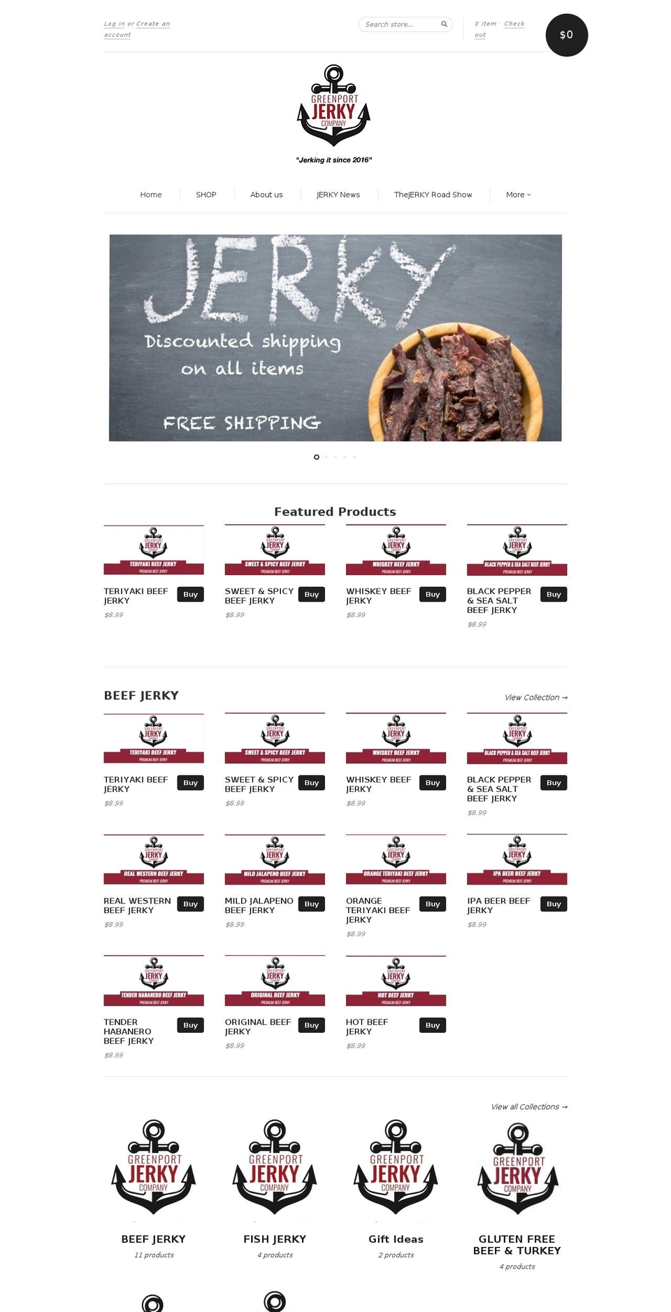 hamptonsjerky.com — Shopify storefront screenshot