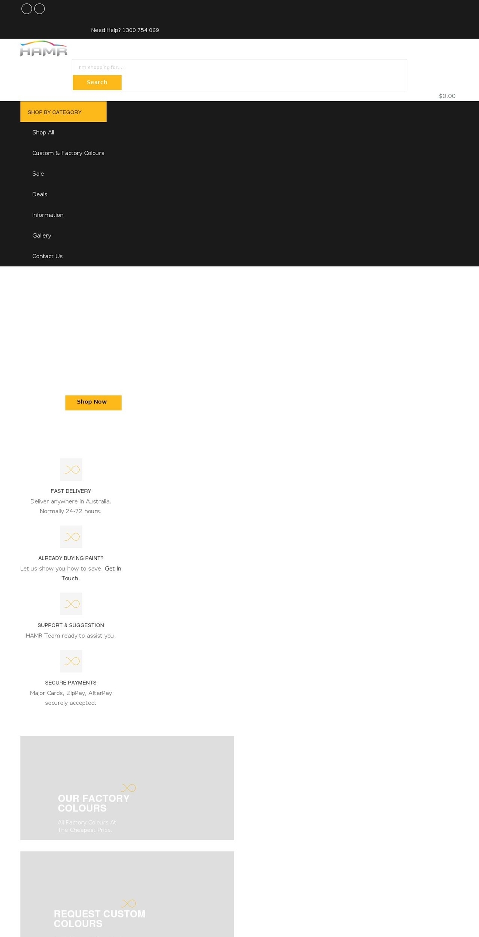hamrcoatings.com.au shopify website screenshot