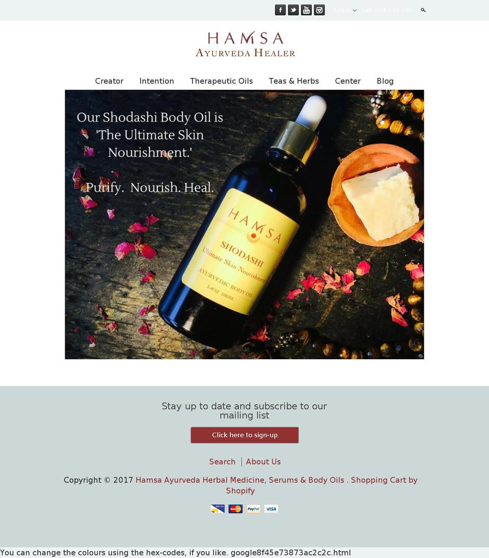 hamsadetoxandbeauty.com shopify website screenshot