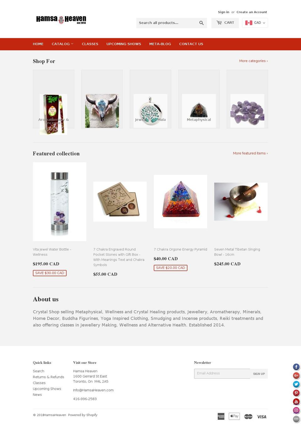 hamsaheaven.com — Shopify storefront screenshot