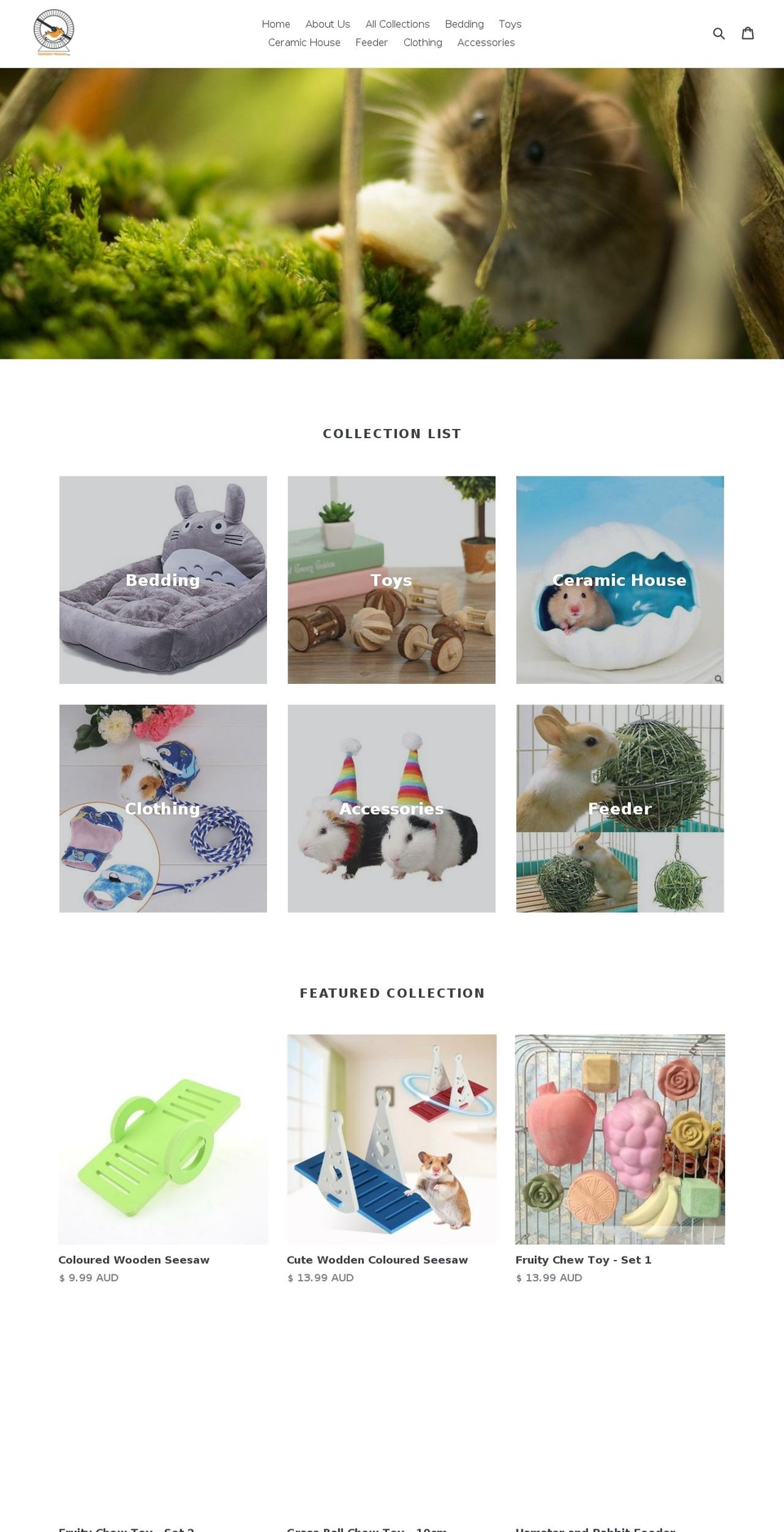 hamster-heaven.com — Shopify storefront screenshot