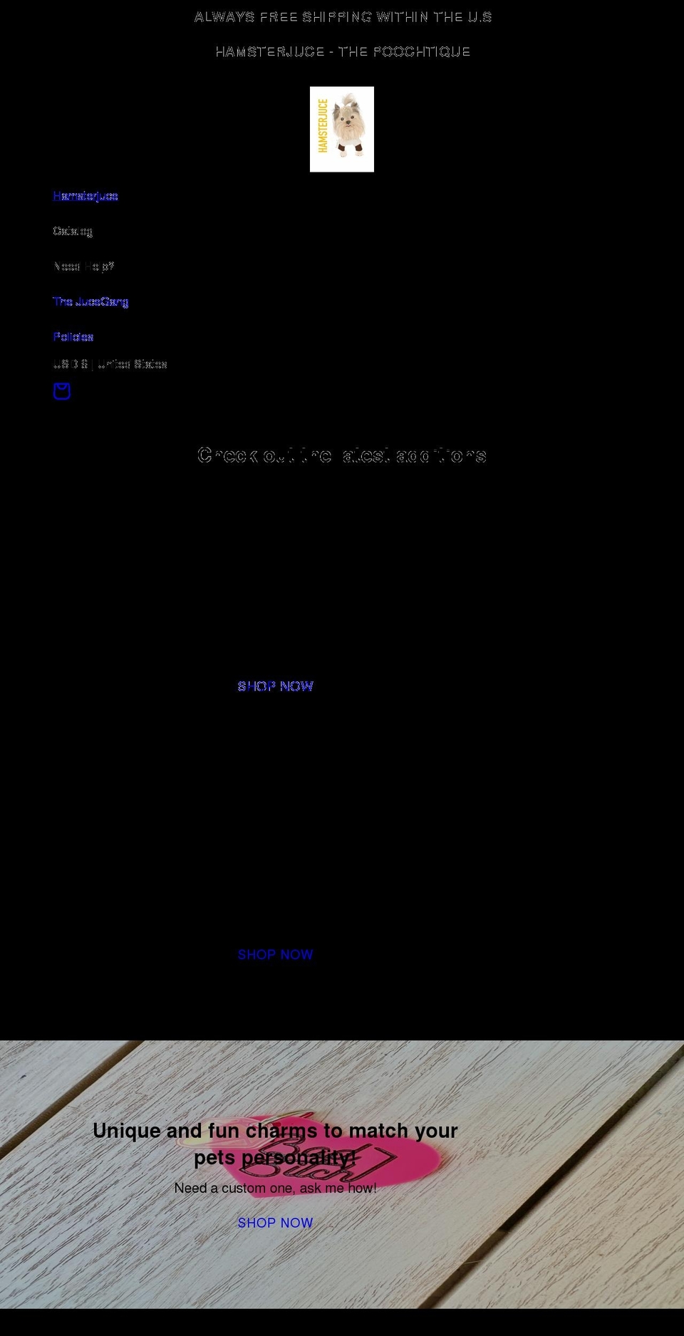 hamsterjuce.com shopify website screenshot