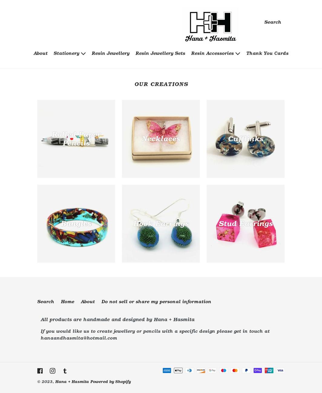hanaandhasmita.com shopify website screenshot