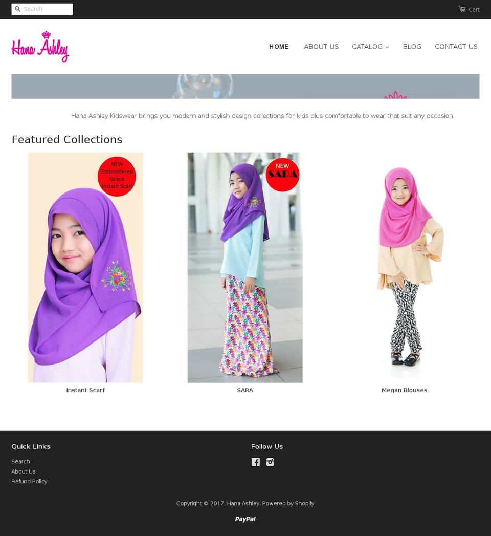 hanaashley.com shopify website screenshot